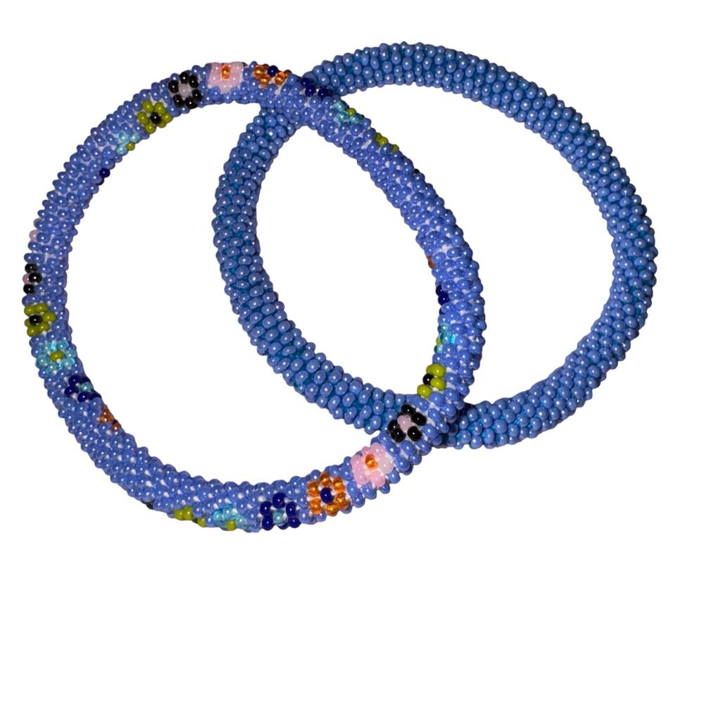 Set of 2 Sashka Co Hand Crafted Glass Bead Bracelets